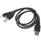 Mini-USB Y cable, 2.5 feet (80cm) long