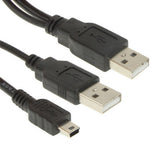 Mini-USB Y cable, 6 feet (1.8m) long