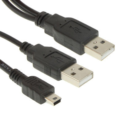 Mini-USB Y cable, 2.5 feet (80cm) long